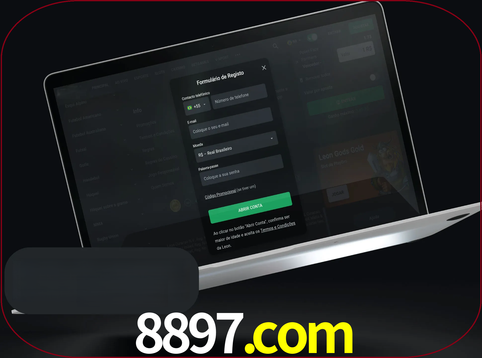 Abra o site da LeonBet e crie sua própria conta.